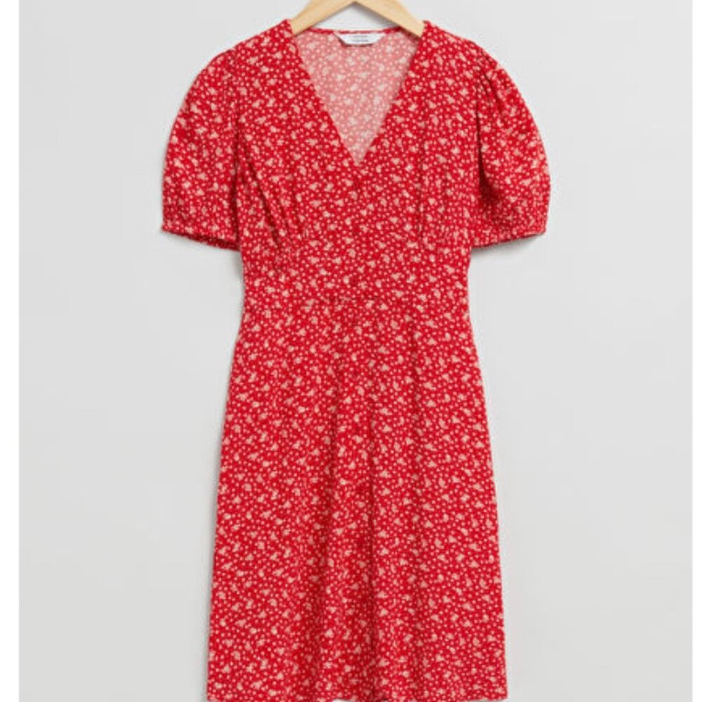 & Other Stories Printed Buttoned Mini Dress (US 6)